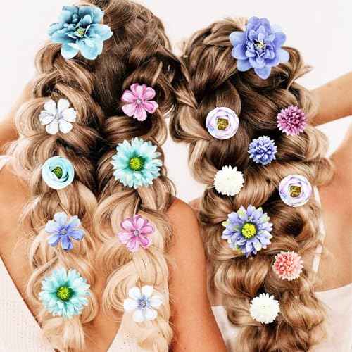 23 PCS Flower Hair Clip for Women Pink Purple Floral Hair Barrettes for Girls Rose Bride Barre Hair Accessories for Wedding