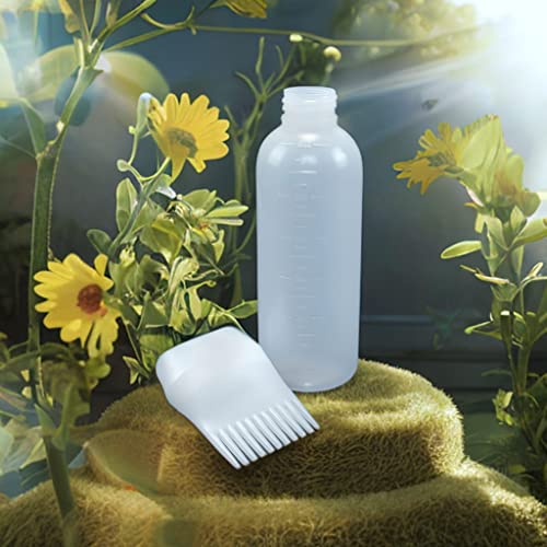 sepasnrk Root Comb Applicator Bottle 6 Ounce,3 Pack Applicator Bottle for Hair Dye with Graduated Scale(White)