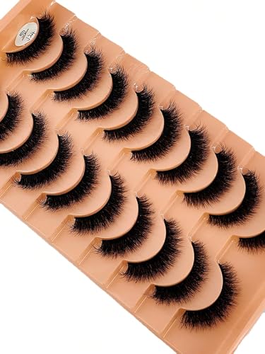 10 Pairs 3D Mink False Eyelashes - Soft Fluffy Natural Lashes