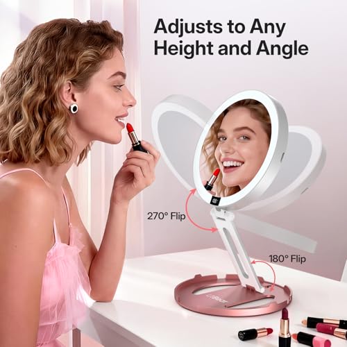 LitBear Travel Makeup Mirror 10X/1X Magnification LED Lighted