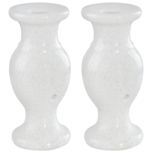 Cemetery Vase, Natural Marble Vases Flower Vases with Draining Holes for Indoor Outdoor Cemetery Memorial Grave Decorations (2, White)