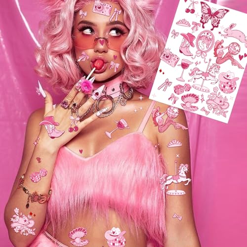 Pink Pony Club Temporary Tattoos - 2 Sheets Party Favor