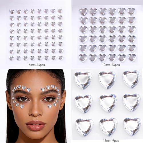 Valentine Heart Rhinestone Stickers, 436 Pieces Self-Adhesive Gems