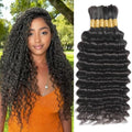 Goday 150g 6 Bundles Boho Braiding Hair 18 Inch Wet & Wavy Curly Human Hair for Braiding