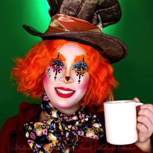 Halloween Clown Face Gems Stickers - 2 Sheets 3D Rhinestone