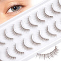 Brown False Eyelashes 10 Pairs - Natural Wispy Strip Lashes