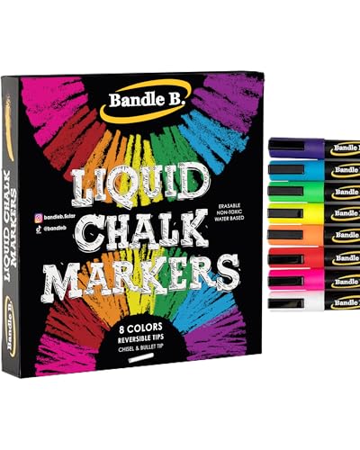 Bandle B. Liquid Chalk Markers - 8 Erasable Vibrant Colors