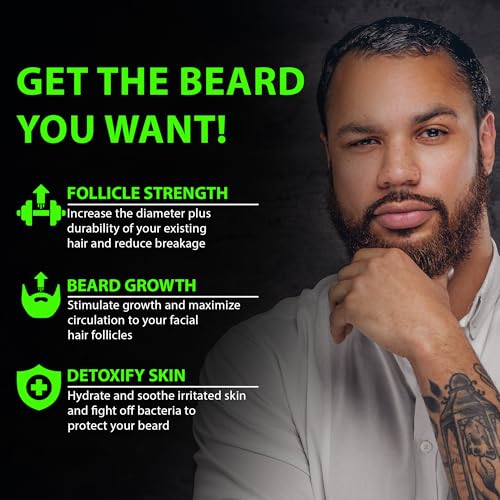 Biotin Beard Balm for Men - 2X Thickening for Beard and Mustache - Organic Mustache Wax with Castor Oil & Meadowfoam ? Hydrating Facial Hair Growth Balm & Leave-In Conditioner
