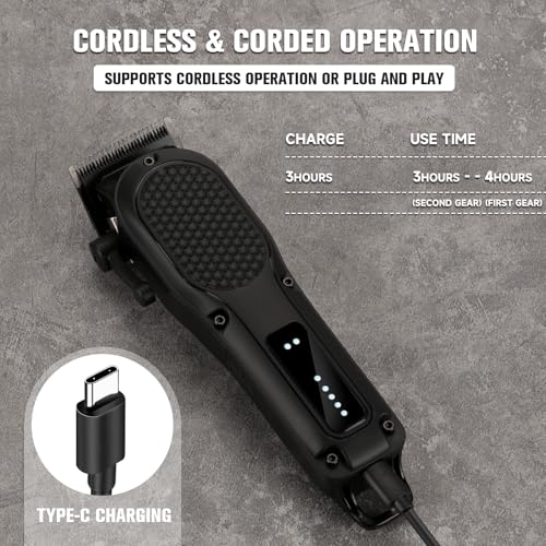 NUTCORE Cordless Professional Hair Clippers for Men - Rechargeable Beard Trimmer