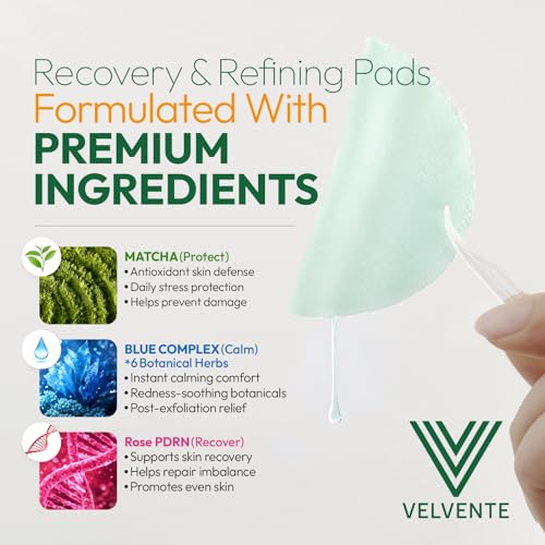 Matcha Face Toner Pads for Dark Spots, Acne-Prone & Dull Skin, Hydrating Facial Toning Polish Pad Recovery & Refining with Rose PDRN, Peptides & Hyaluronic Acid, Korean Skin Care, 100 Pads (1 Pack)