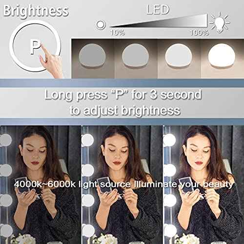 Hollywood Makeup Vanity Mirror with Lights 32 x 24 Inch 18 Pcs LED Extra Large Hollywood Vanity Lighted Makeup Mirrors X10 Magnifier USB 3 Color Makeup Desk Tabletop Vanity Make up Mirrors