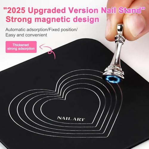 ANGNYA Nail Stand for Press Ons, Fake Nail Holder for Painting Nails, Super Magnetic Base for Painting Display Holder with Reusable Adhesive Putty for Home DIY Salon Supplies