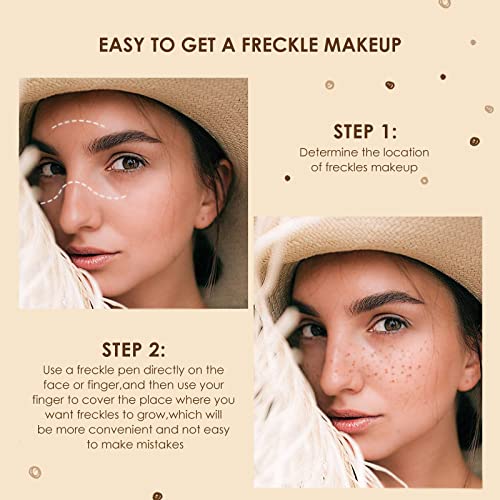 Lifelike Freckle Pen - 2 Colors (Light Brown & Dark Brown), Waterproof, Quick Dry, Soft Dot, Natural, Magic Fake Freckles Makeup Pen