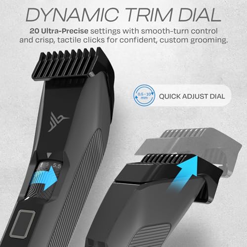HUMMINGBIRD MK14 BeardMaster ? Premium Beard Trimmer for Men, Precision Dial, Adjustable 20 Length Settings, Stainless Steel T-Blade, Cordless USB-C Rechargeable, Waterproof, LED Display, Travel Case