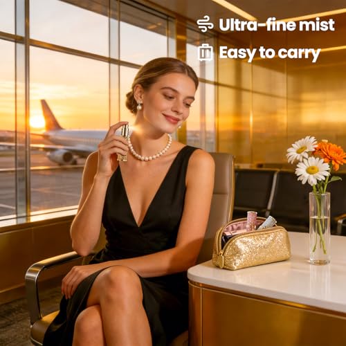 Travel Perfume Bottle Refillable 3PCS, Leak-Proof TSA Perfume Travel Bottle, Luxury Refillable Perfume Atomizer Portable Perfume Sprayer for Women & Men