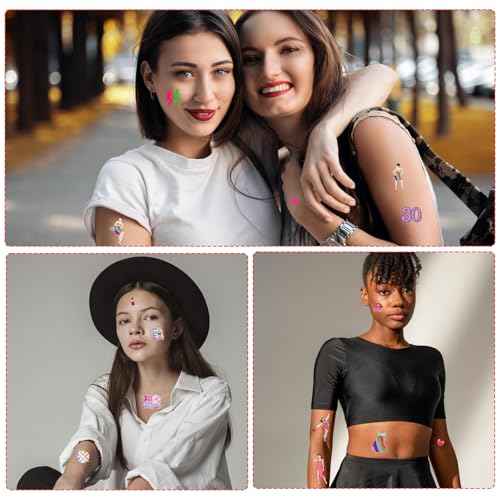 Thirty Flirty and Thriving Temporary Tattoos - Aposwow 200+ 30 Flirty and Thriving Birthday Decorations Favors Supplies 30th Birthday Themed Tattoo Stickers Gifts for Women Prizes Rewards