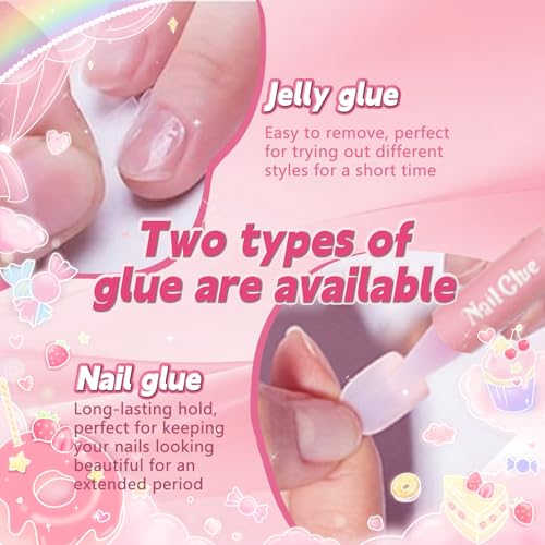 90Pcs French Tip Press On Nails Kit with Glue & Tools, Reusable Acrylic Manicure Set for Women