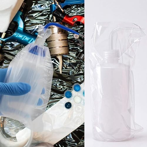 250pcs Tattoo Wash Bottle Bags 9.8x5.9in Disposable