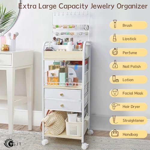 YGJT Makeup Organizer with Drawers & Jewelry Storage