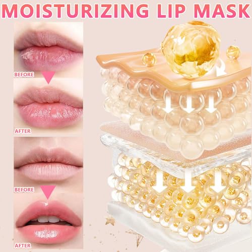 40 Pairs Lip Mask & Eye Mask, 24K Gold Gel Crystal Collagen Under Eye Patches for Puffy Eyes, Dark Circles, Bachelorette Party Favors, Wrinkles and Fine Lines, Galentines Day Gifts