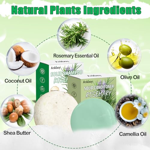 Rosemary Oil Shampoo & Conditioner Bars Set, Hair Growth