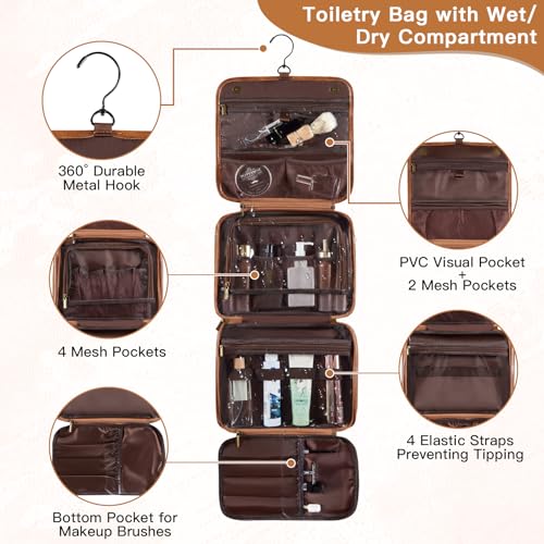 Personalized 3-in-1 Mens Toiletry Bag Groomsmen Gifts Best Man Proposal Gifts Bachelor Party Favor, PU Leather Waterproof Shaving Bag for Toiletries Travel Essential Accessories Light Brown B