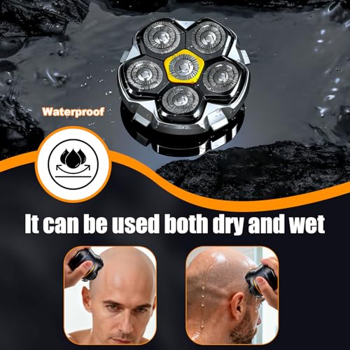 Magnetic 6 Head Shaver Replacement Heads for 6D Magnetic Electric Shaver Razor Universal Shaver Replacement Head for Bald Men and Face (Black(2PACK))