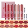 Miss Demi 12-Color Matte Velvet Lip Liner Set - Creamy Waterproof Lip Pencils for Women