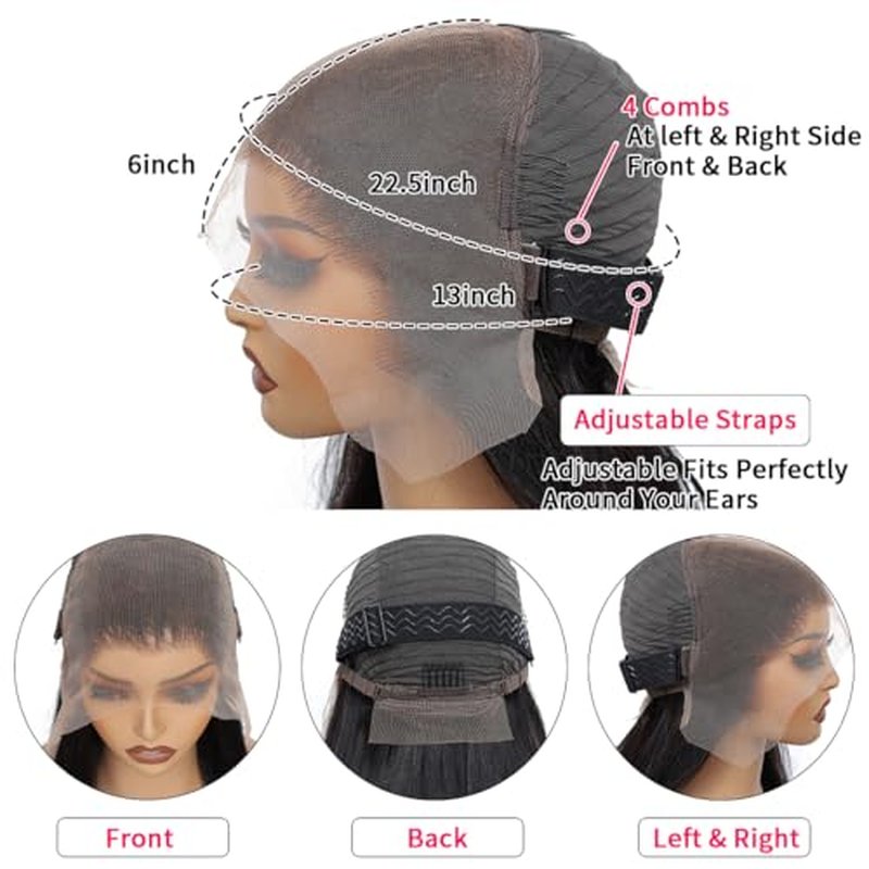 28 Inch 13x6 Lace Front Wig Human Hair 200 Density Straight