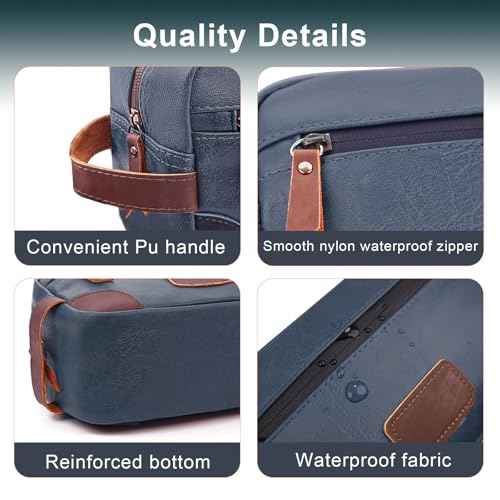 Men's Travel Toiletry Bag - Large Waterproof Organizer, 2 Zippered Pockets for Shaving/Cosmetic,Portable Bathroom Bag for Travel/Gym/Business Trips