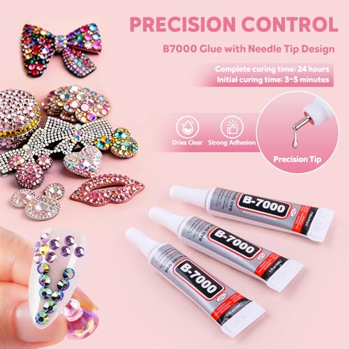 EBANKU 40000Pcs 3mm Flatback Rhinestones Kit, 40 Colors AB Gems