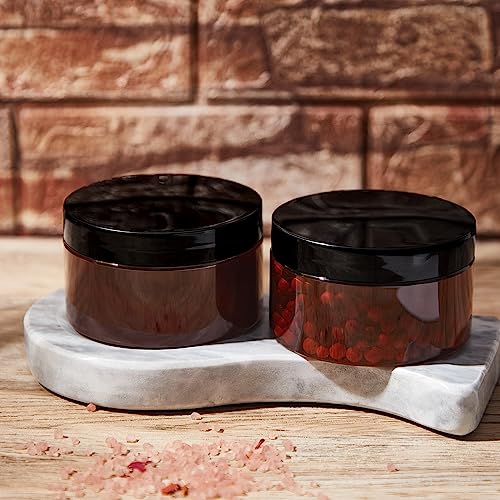 24 Pack 8oz Amber Plastic Jars with Black Lids