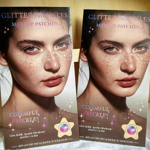 Glitter Freckles, Holographic Face and Body Glitter Tattoo Sparkle for Women Gold Glow Cosmetic Star Makeup Accessories for Festival Rave (Holographic)