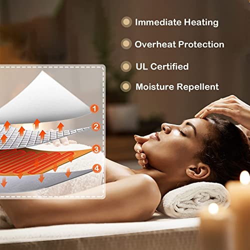 WELLHUT Massage Table Warmer Heating Pad - Deluxe Fleece Pad, 5 Heat Levels