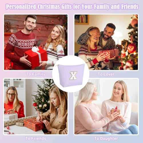 Personalized Gifts Initial Makeup Bag, Preppy Stuff Cosmetic Bags for Women Travel Toiletry Bag Cute Make Up Pouch Birthday Wedding Christmas Gift for Teen girls Friends (Purple, A)