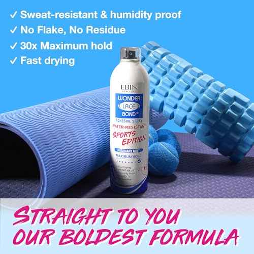 EBIN NEW YORK Wonder Lace Bond Adhesive Spray 6.08 Fl Oz Sports Edition ? Strong Hold ? Water-Resistant Wig Glue Spray for Front Lace Wig Application ? Designed for Active Lifestyles and Daily Wear