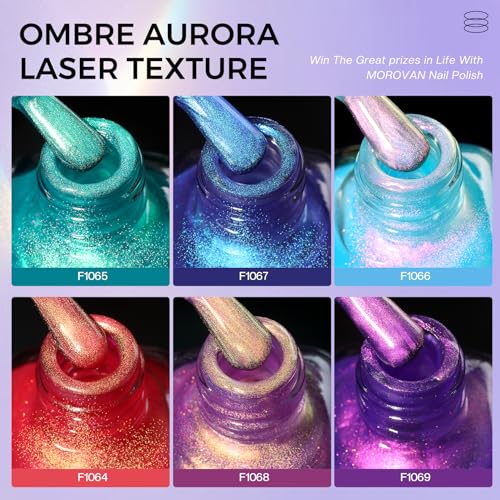 Morovan Ombre Nail Polish Set - Iridescent Holographic Colors
