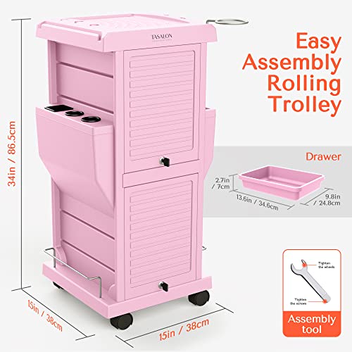 Professional Salon Trolley Cart with 6 Trays, Lockable & Mobile