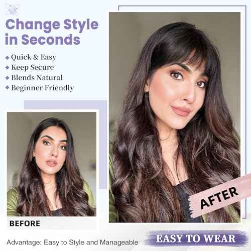 Wispy Bangs Hair Clip, 100% Human Hair Clip In Dark Brown Bangs for Women, Soft Layered Fake Bangs with Feathered Fringe, Easy Clip-On Design for Daily Wear & Halloween