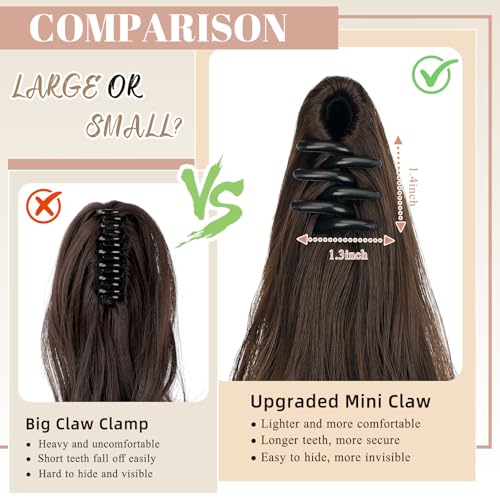 FELENDY 16" Curly Wavy Ponytail Extension Clip In Hair