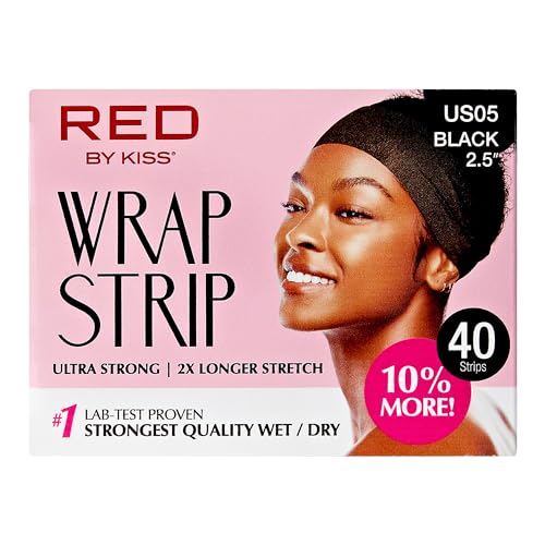 Red by Kiss Wrap Strip, Ultra Strong 2X Longer Stretch, 40 Strips (1 PACK - 2.5", Black)