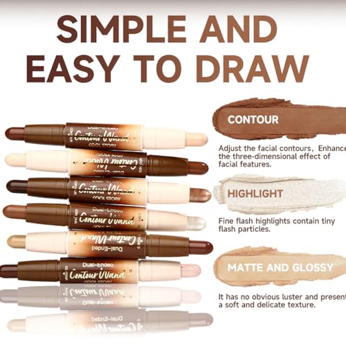 2-in-1 Dual-End Contour & Highlighter Stick, Waterproof