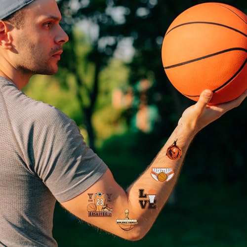 March Basketball Temporary Tattoos - 200+ Basketball Party Favors Supplies, Team Game Time Madness Tattoo Stickers, Sport Themed Birthday Party Decor Prizes