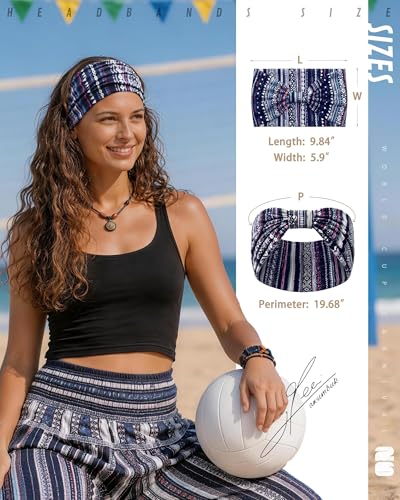Wide Headbands for Women, 8 Pack Non-Slip Moisture-Wicking