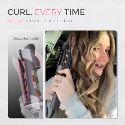 TYMO CURLPRO Automatic Rotating Curling Iron 1 Inch Metallic Gray Beach Waves