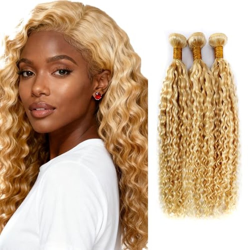 613 Blonde Curly Human Hair Bundles 24-28 inch