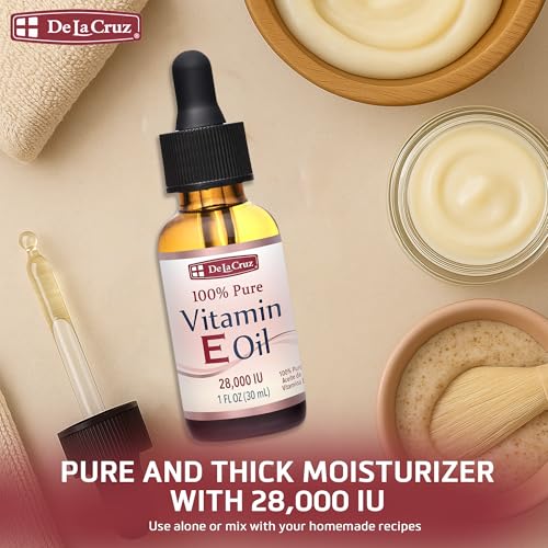 De La Cruz Vitamin E Oil for Face 28,000 IU - No Preservatives, Artificial Colors or Fragrances, Made in USA 1 FL. OZ.