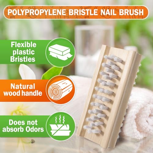 Non-Slip Wooden Hand and Nail Brush for Cleaning Fingernails