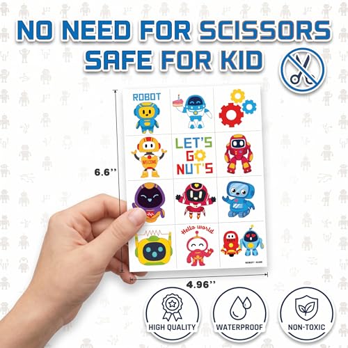 96 Pcs Robot Temporary Tattoos for Kids - Party Favors