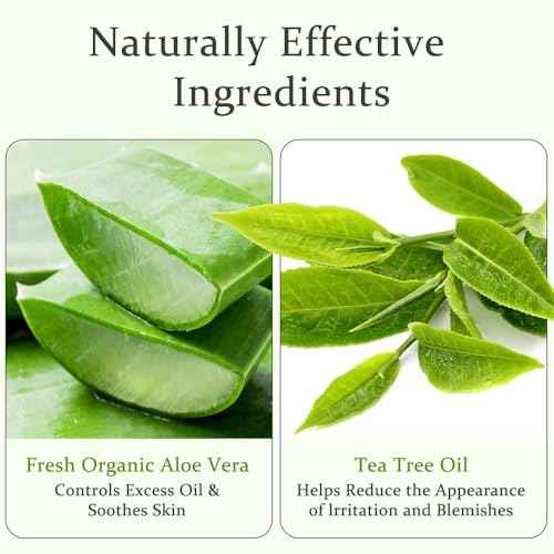 Aloderma Aloe Vera Gel + Tea Tree Oil, Made with Refreshing Organic Aloe for After Sun Skin Care, Multipurpose Use for Hair and Scalp, and Face or as a Shaving Gel or Aftershave - 10.6Oz x 3btls